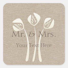 Adesivo Quadrado Casamento de Tulip da Arte de Creme de Colagem Per