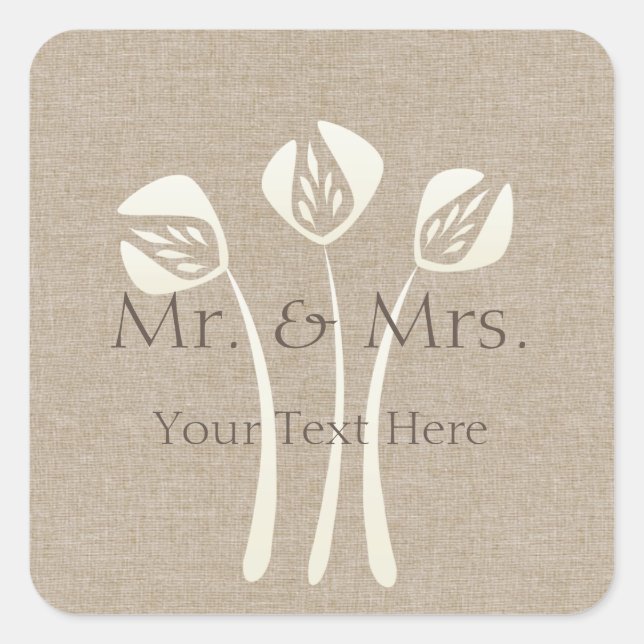 Adesivo Quadrado Casamento de Tulip da Arte de Creme de Colagem Per (Frente)