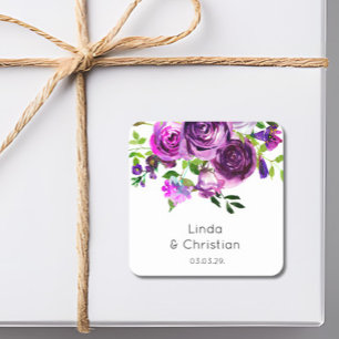 Adesivo Quadrado Casamento de Verão Roxo