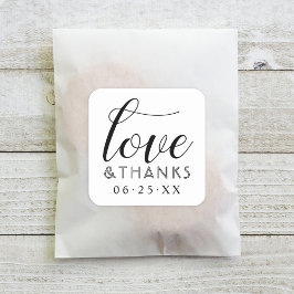 Adesivo Quadrado Casamento de White Script Preto Moderno com Obriga