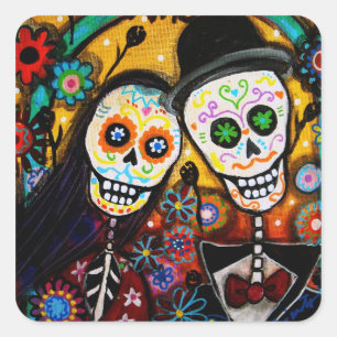 ADESIVO QUADRADO CASAMENTO DIÂMETRO DE LOS MUERTOS