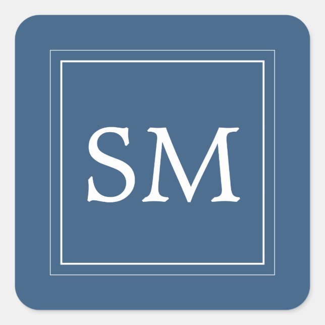 Adesivo Quadrado Casamento do Monograma Branco da Turquesa Escura E (Frente)