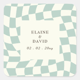 Adesivo Quadrado Casamento do Quadro de Chequeiros Verdes Retro Gro