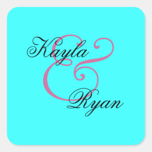 Adesivo Quadrado Casamento do selo do envelope de turquesa do Aqua