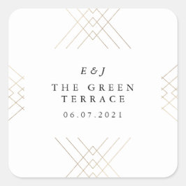 Adesivo Quadrado Casamento Dourado com a Elegância Branca Diamond G