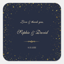 Adesivo Quadrado Casamento Dourado com Starry Night Whimsical