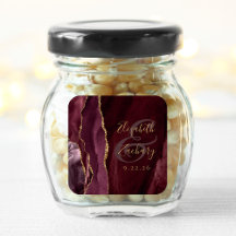 Casamento Dourado da Burgundy do Script Geode Agat