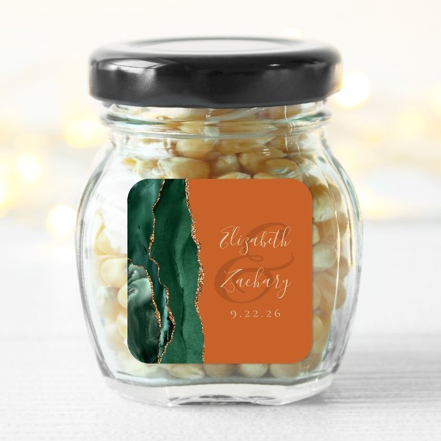 Adesivo Quadrado Casamento Dourado de ferrugem Emerald Green do Scr (Criador carregado)