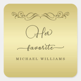 Adesivo Quadrado Casamento Dourado de luxo elegante