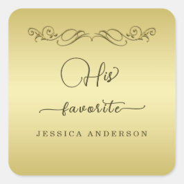 Adesivo Quadrado Casamento Dourado de luxo elegante