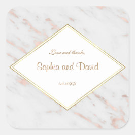 Adesivo Quadrado Casamento Dourado de Marble com Rosa de Diamante E