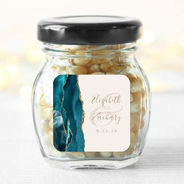 Adesivo Quadrado Casamento Dourado de marfim com Terreno de Script  (Criador carregado)