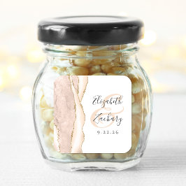 Adesivo Quadrado Casamento Dourado de marfim de script de agate Geo