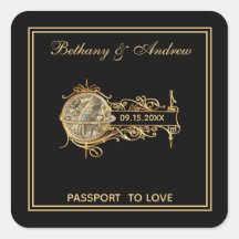 Casamento Dourado de Viagens vintage Negra Elegant