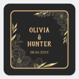 Adesivo Quadrado Casamento Dourado e negro moderno