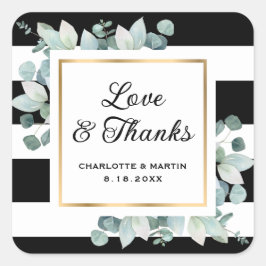 Adesivo Quadrado Casamento Dourado Eucalyptus Greenery Black White