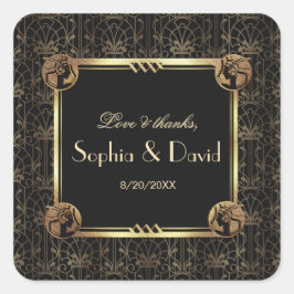 Adesivo Quadrado Casamento Dourado exclusivo do Excelente Negro Gat