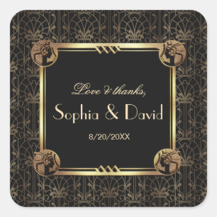 Adesivo Quadrado Casamento Dourado exclusivo do Excelente Negro Gat