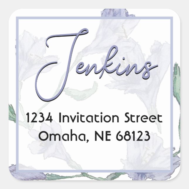 Adesivo Quadrado Casamento Dusty Blue Floral Watercolor (Frente)