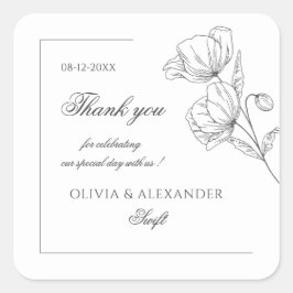 Adesivo Quadrado Casamento elegante com flores picadas
