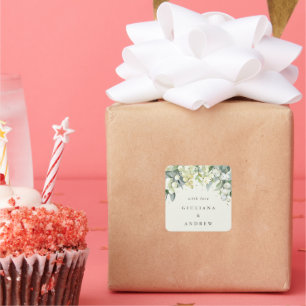Adesivo Quadrado Casamento Elegante Cream Snowberry+Eucalyptus