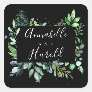 Adesivo Quadrado Casamento elegante das hortaliças da floresta