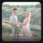 Adesivo Quadrado Casamento Elegante De Fotos Obrigado A Favor<br><div class="desc">Faça sua obrigado de casamento... você prefere especial com esses adesivos elegantes! Estes adesivos são a maneira perfeita de personalizar seus presentes para os convidados e adicionar um toque sincero aos seus favores de casamento. Cada adesivo apresenta um design elegante que pode ser personalizado com sua foto favorita de casamento,...</div>