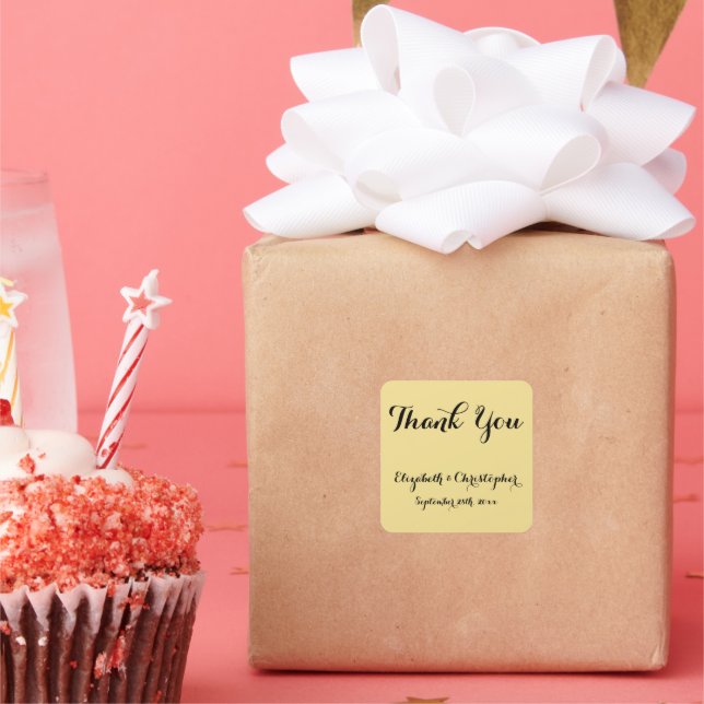 Adesivo Quadrado Casamento Elegante De Script Obrigado A Favor Dos  (Festa)