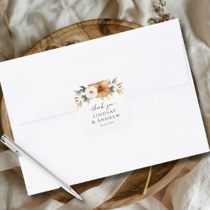 Adesivo Quadrado Casamento Elegante em Cobre e Branco Terroso