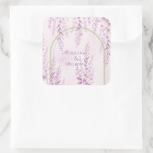 Adesivo Quadrado Casamento Elegante Lavanda Rosa Soft