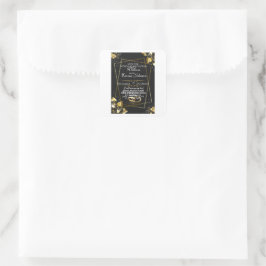 Adesivo Quadrado Casamento Elegante Negro e Dourado