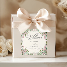Adesivo Quadrado Casamento Elegante no Jardim Cor-de-Rosa