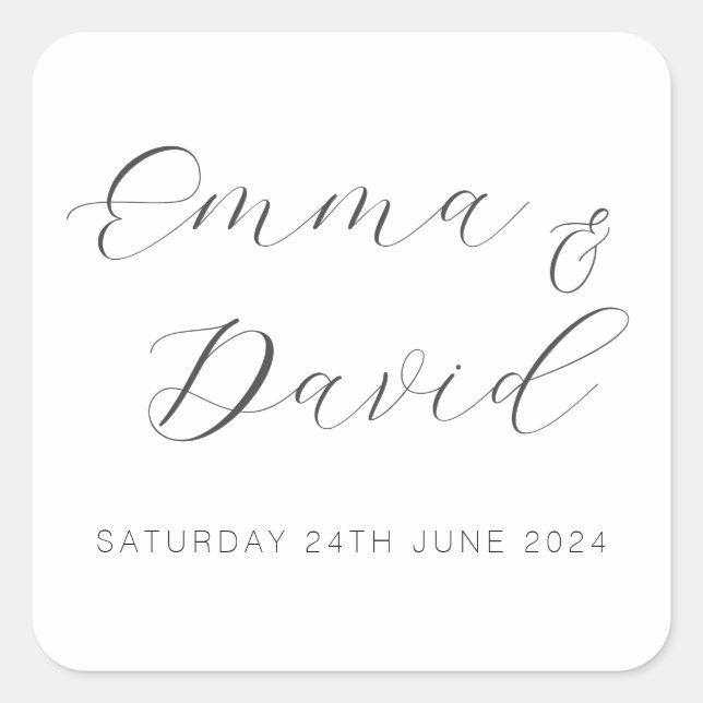 Adesivo Quadrado Casamento Elegante Personalizado (Frente)