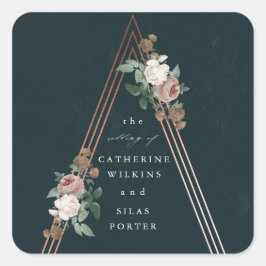 Adesivo Quadrado Casamento estrutural da pirâmide floral de Boho