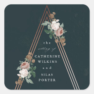 Adesivo Quadrado Casamento estrutural da pirâmide floral de Boho