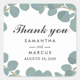 Adesivo Quadrado Casamento Eucalyptus Wreath Greenery Obrigado