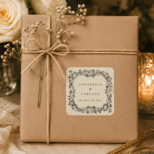 Adesivo Quadrado Casamento Fantasia Medieval Vintage Preto Gravura