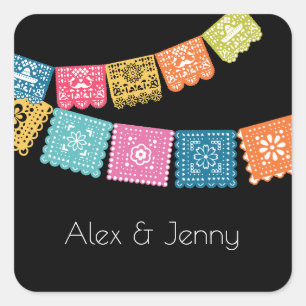 Adesivo Quadrado Casamento - Favor Casamento Papel Picado