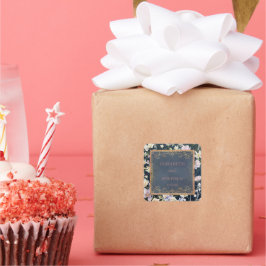 Adesivo Quadrado Casamento Floral Blue Garden