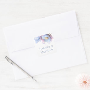 Adesivo Quadrado Casamento Floral Botânico Pastel Artístico