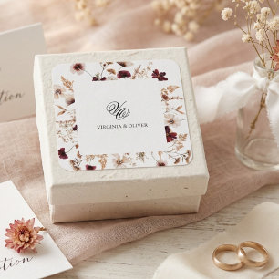 Adesivo Quadrado Casamento Floral de Flores Silvestres de Outono