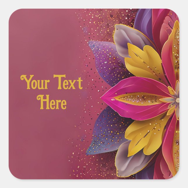 Adesivo Quadrado Casamento Floral Elegante (Frente)