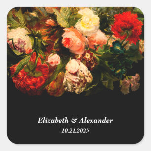 Adesivo Quadrado Casamento floral elegante sombrio romântico
