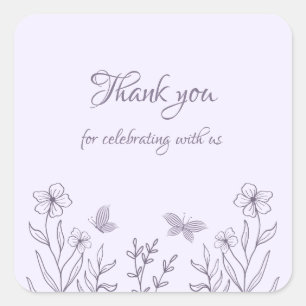 Adesivo Quadrado Casamento floral romântico elegante