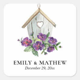 ADESIVO QUADRADO CASAMENTO FLORAL RUSTICO DE NASCIMENTO DE ESCURA D