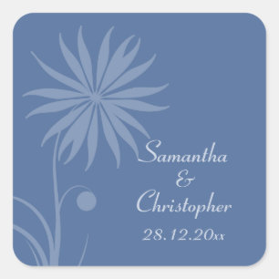 Adesivo Quadrado Casamento Floral Simples Azul de Caxemira