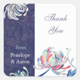 Adesivo Quadrado Casamento Floral Único Obrigado
