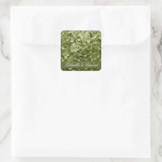 Adesivo Quadrado Casamento Floral Verde Annabelle Hydrangea (Bolsa)