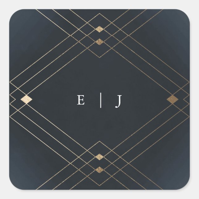 Adesivo Quadrado Casamento Geométrico Deco Gatsby do Marinho Diamon (Frente)