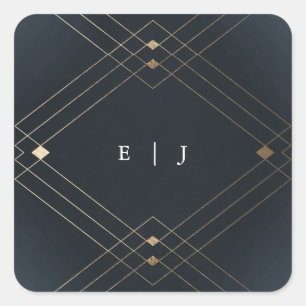 Adesivo Quadrado Casamento Geométrico Deco Gatsby do Marinho Diamon